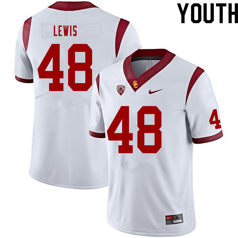 Youth #48 Parker Lewis USC Trojans College Football Jerseys Sale-White - Click Image to Close